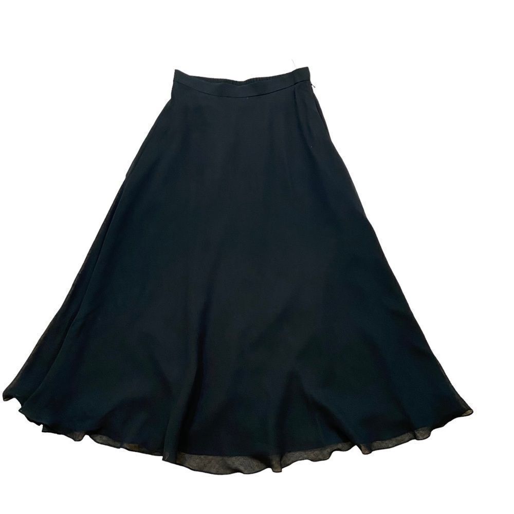 Niteline Della Roufogali Black 100% Silk Chiffon Maxi Skirt Size 8